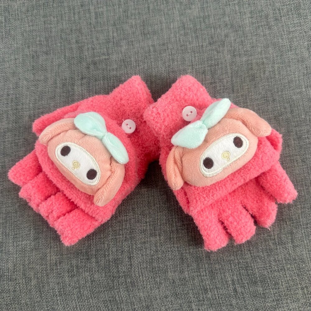 New! Kids Girls Cute My Melody Mittens Soft Delicate Material Fingerless gloves